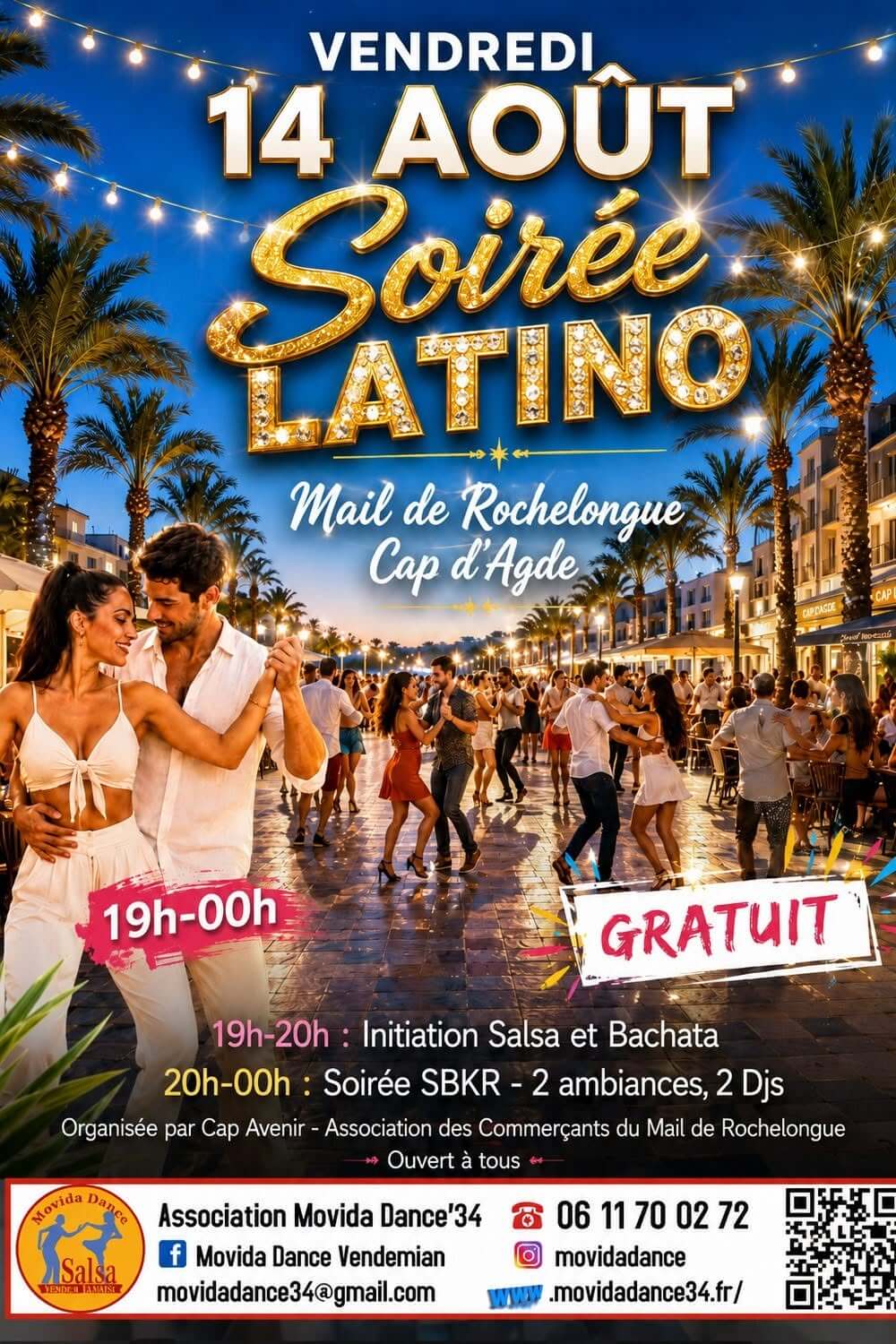 Soirée latino au Mail de Rochelongue à Agde