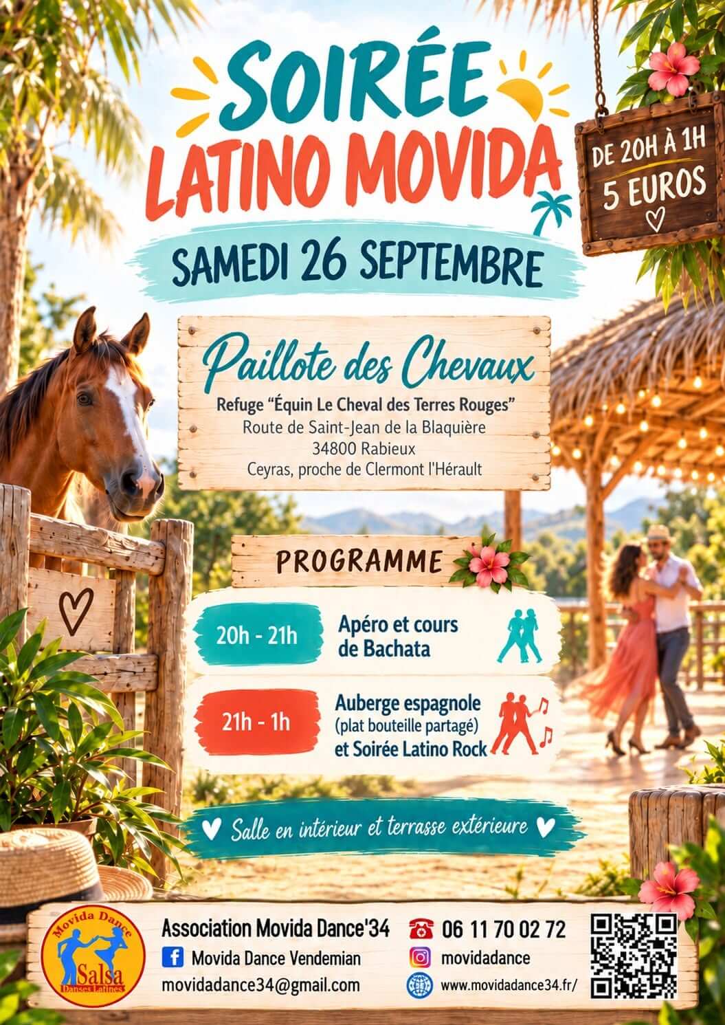 Soirée Latino aux Cheval des Terres Rouges à Rabieux