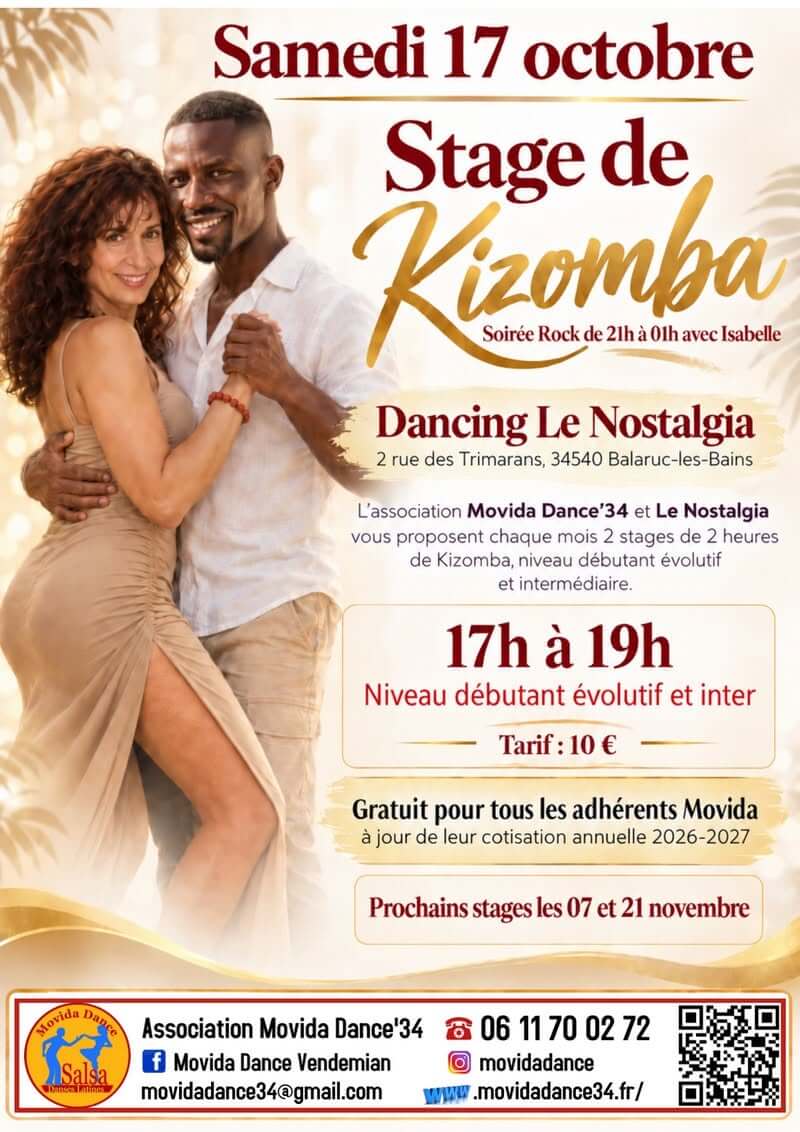 Stage de Kizomba au Nostalgia à Balaruc